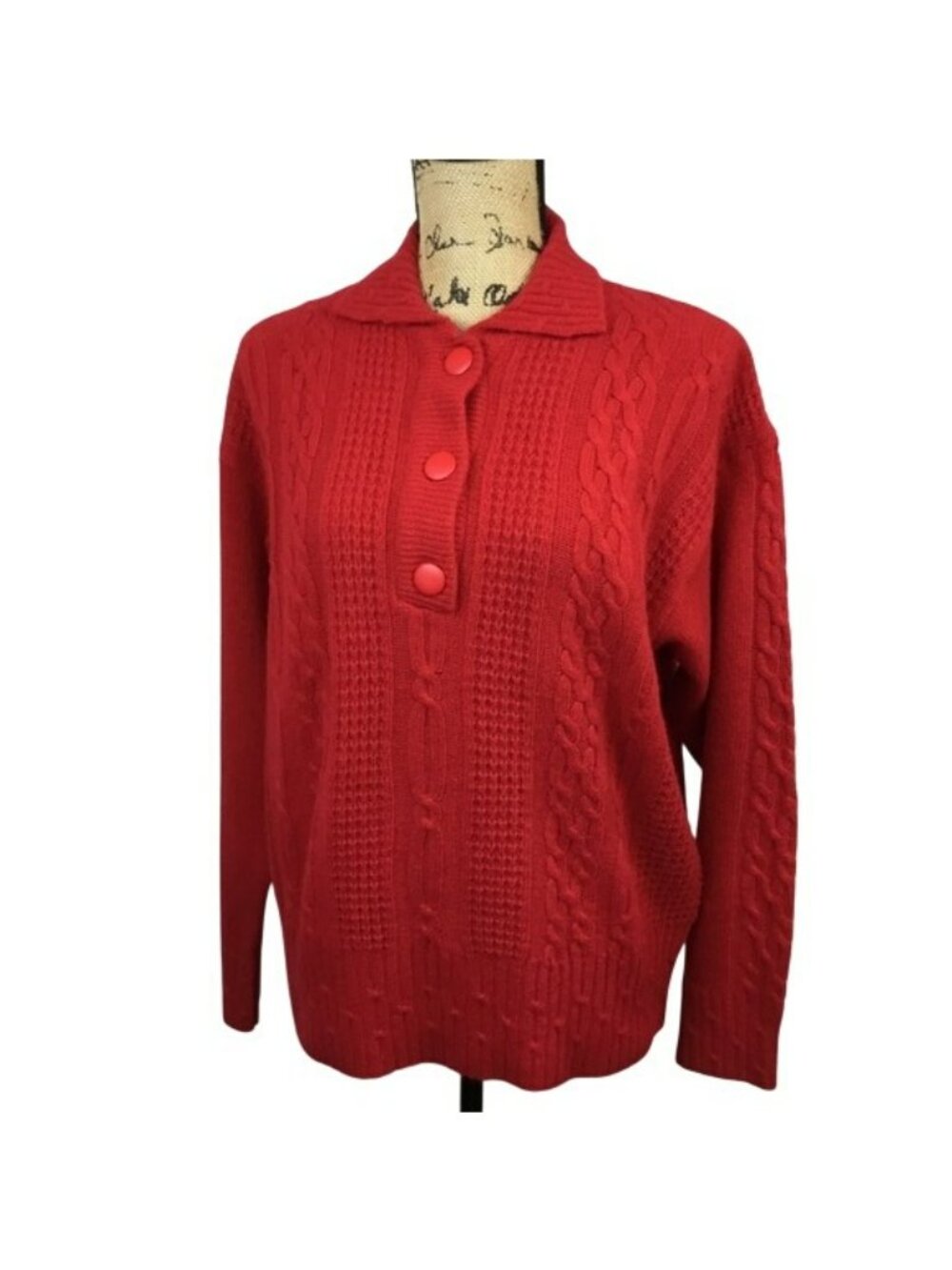 Vintage I. B. Diffusion Sweater 1/4 Button Placket Womens Large